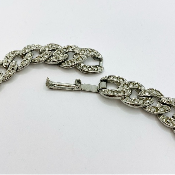 Necklace Vintage Silver Tone Collar 16.5” Chunky Statement - Picture 9 of 12